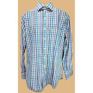 Peter Millar Mens Multicolor Check Dress Shirt Large